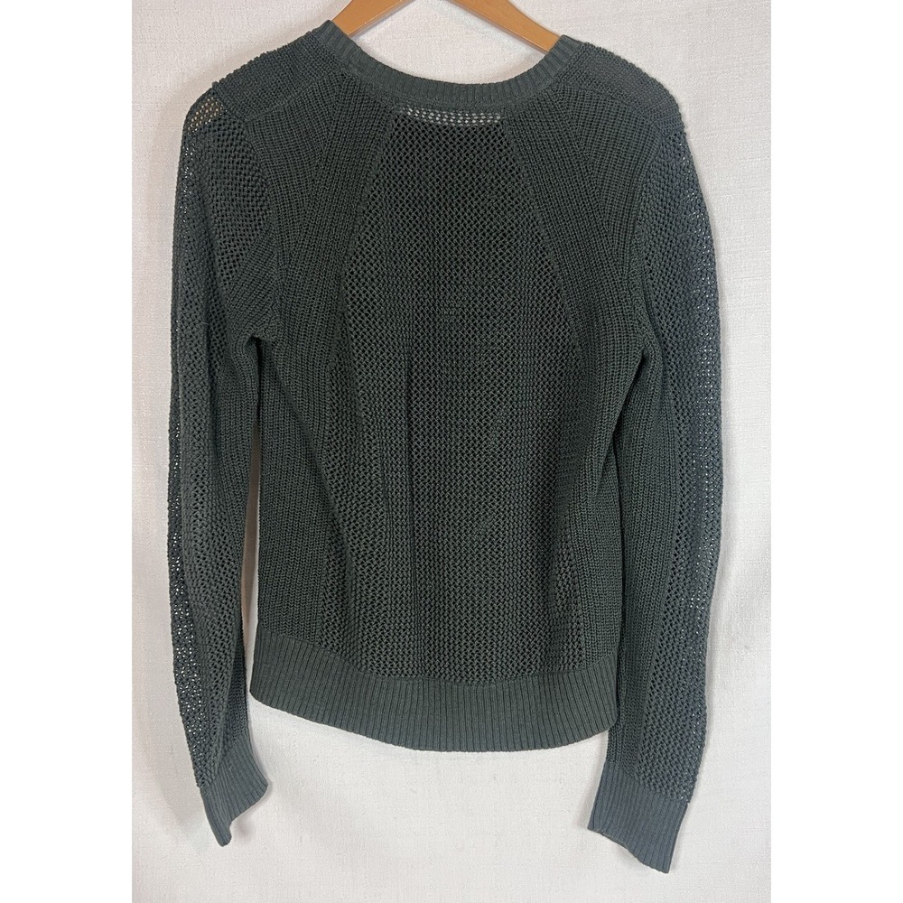 Women's Size Medium Athleta Pullover Sweater Dark Green Open Knit Long Sleeve - Picture 6 of 8